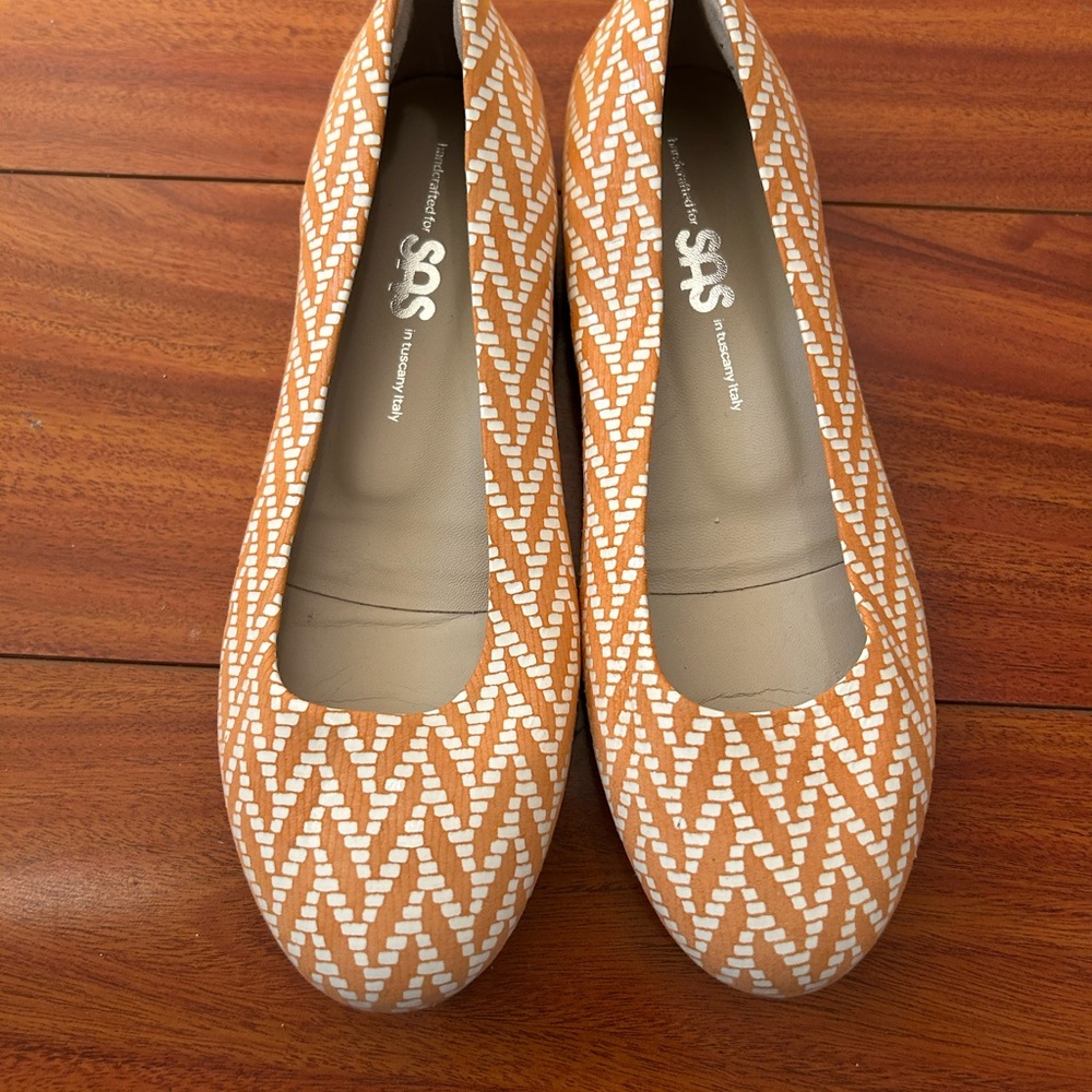 SAS Women's Woven Flats in Orange and White